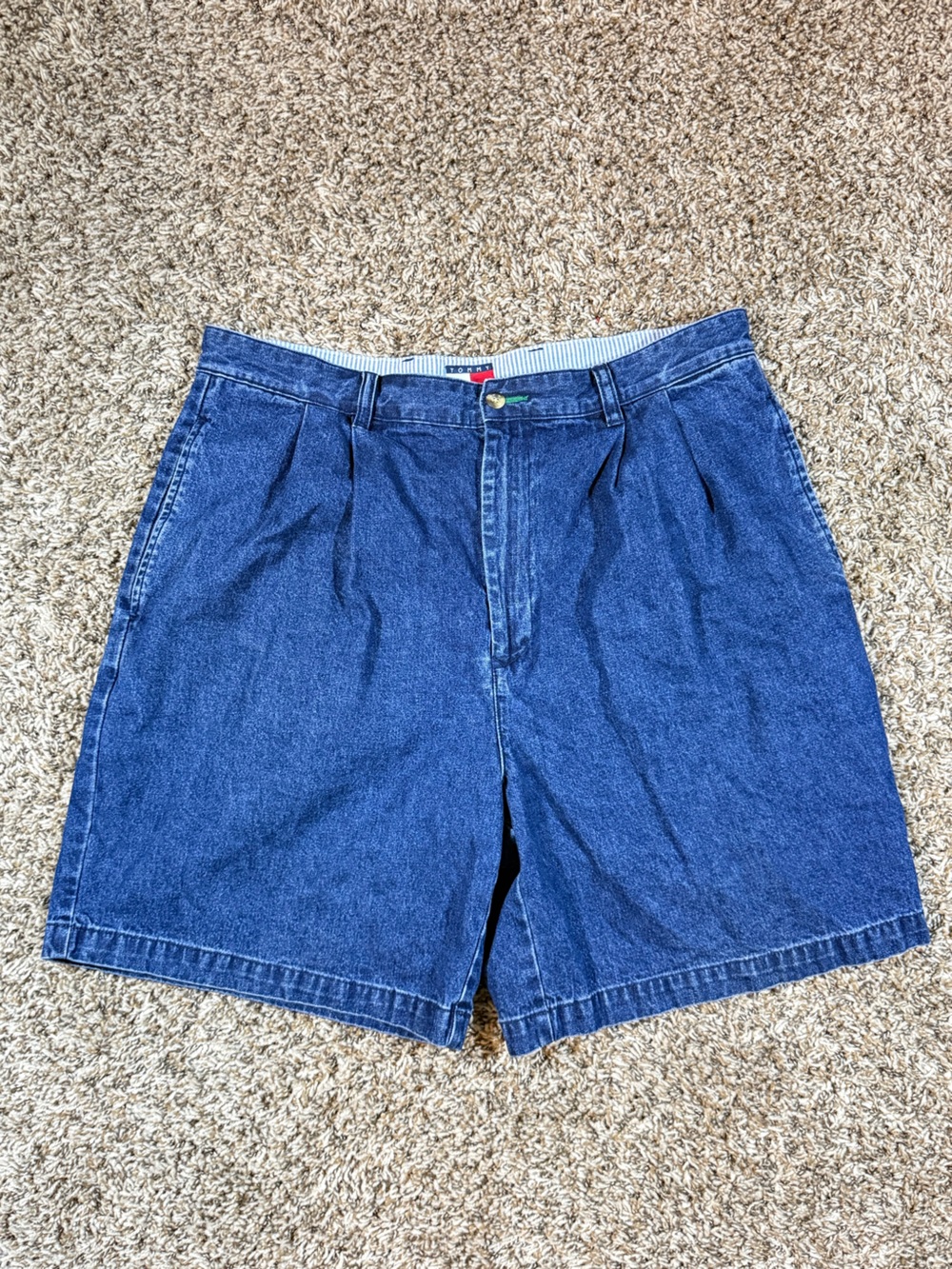 Tommy Hilfiger Indigo Denim Pleated Jean Shorts